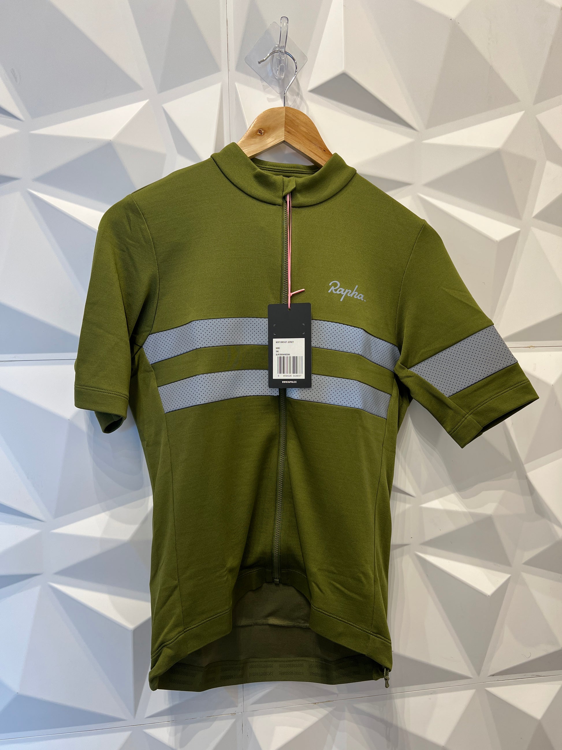 Large - Rapha Men's Brevet Jersey - Dark Khaki / Silver - Authentic Road Cycling Gear Paldo Bikes Cavite