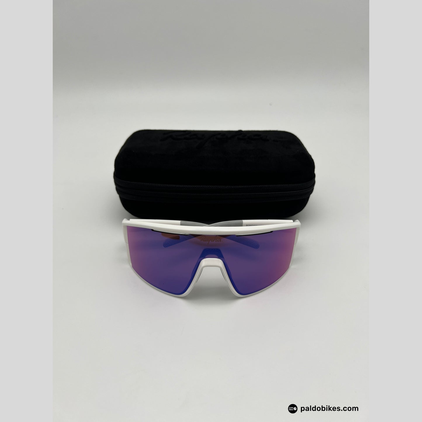 Rapha Pro Team Full Frame Glasses - White / Pink Blue Lens - Premium Cycling Gear Paldo Bikes