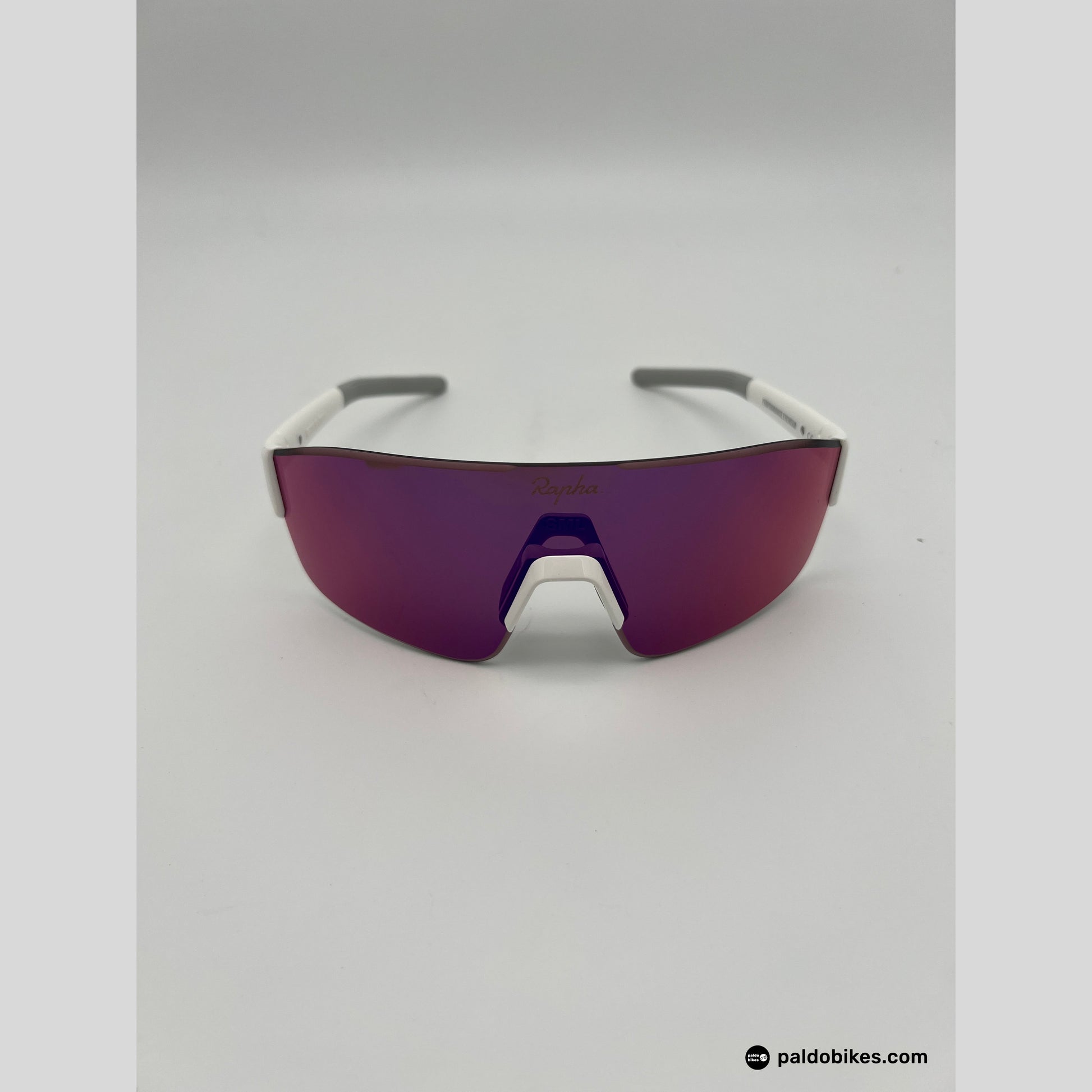 Rapha Pro Team Frameless Glasses - White / Pink Blue Lens - Authentic Road Cycling Gear Paldo Bikes Cavite