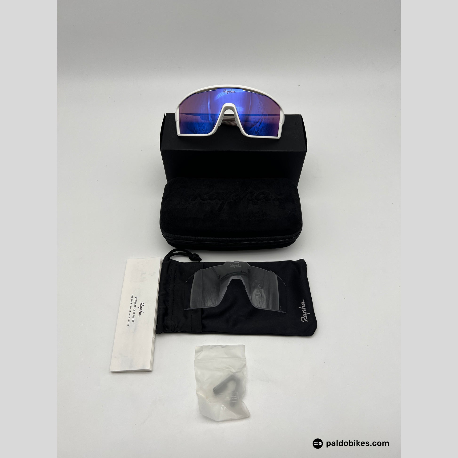 Rapha Pro Team Full Frame Glasses - White / Pink Blue Lens - In Stock Paldo Bikes Shop Bacoor